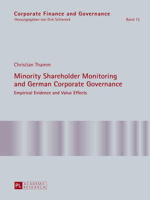 cover image of Minority Shareholder Monitoring and German Corporate Governance